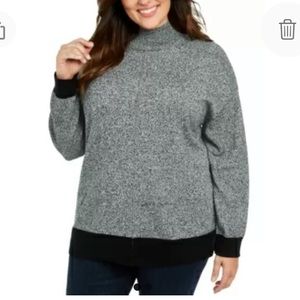 NEW Karen Scott Mock Turtleneck Tunic Sweater, Size 3X, Black Gray